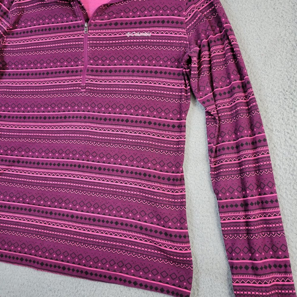 Columbia 1/4 Zip Pullover Women's Size XL Long Sleeve Stripe Design Purple Pink - Picture 2 of 12
